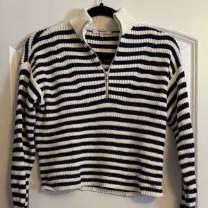 Madewell Navy and Cream Striped Knit Sweater